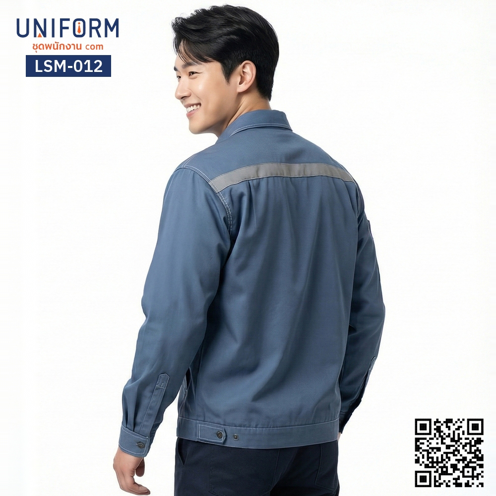 LSM-012 Long sleeve mechanic shop shirt, dark blue, company uniform.