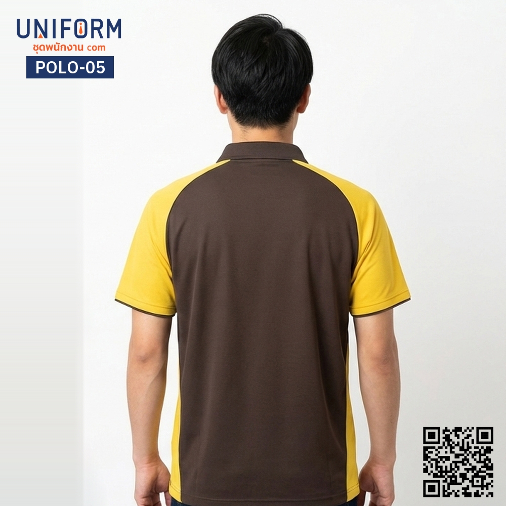 Short-sleeve Two-tone Brown-Yellow POLO-05 Polo Shirt for Company Uniforms