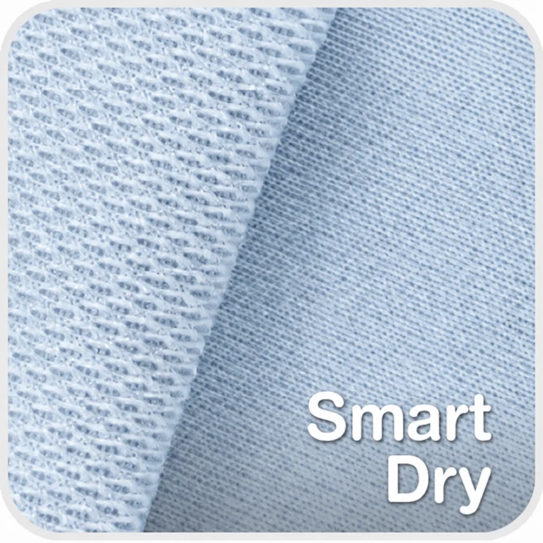 สวอตช์ผ้า Smart Dry ผ้าแห้งเร็วสำหรับชุดพนักงาน เห็นผิวผ้าด้านในแบบรูระบายและด้านนอกเนื้อเรียบ