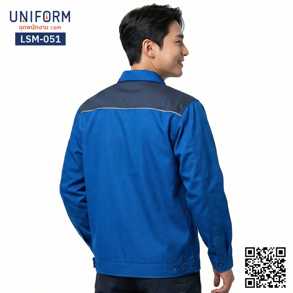 LSM-051 Long-Sleeve Technician Work Shirt, Two-Tone Navy Blue