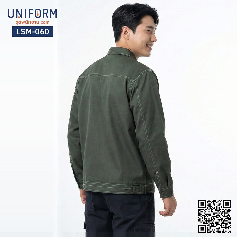 LSM-060 Long-Sleeve Technician Work Shirt, Dark Green, Double-Stitched