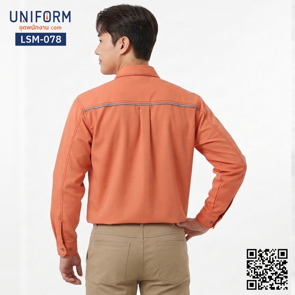 LSM-078 Long-Sleeve Technician Shirt in Orange, Professional Corporate Uniform