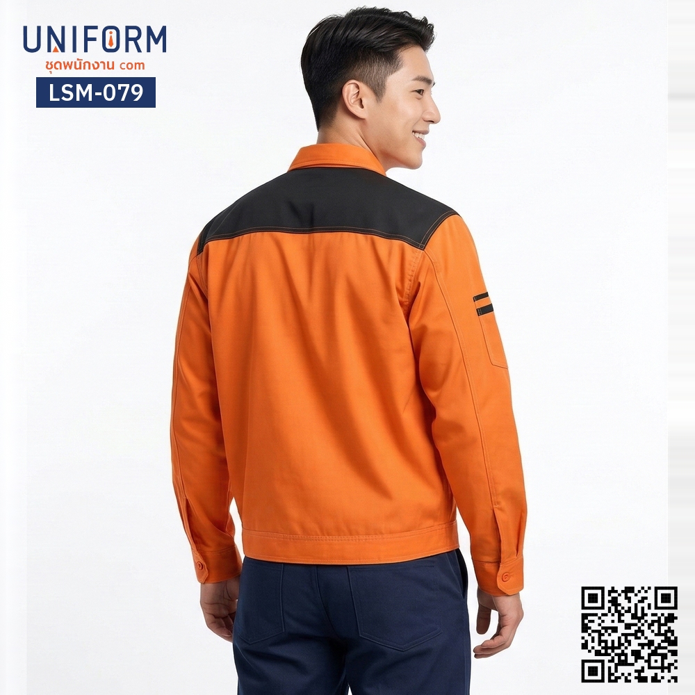 LSM-079 Long-Sleeve Technician Shirt, Orange with Black Accent, Standard Fit