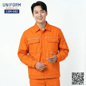 LSM-082 เสื้อช็อปช่างแขนยาว สีส้มยูนิฟอร์มบริษัท