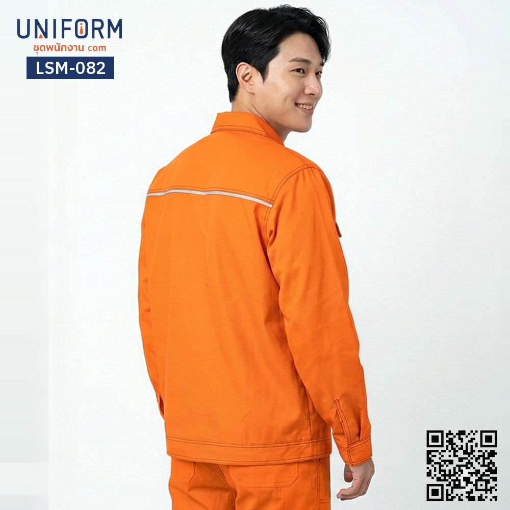 LSM-082 Long-Sleeve Technician Work Shirt, Corporate Orange Uniform