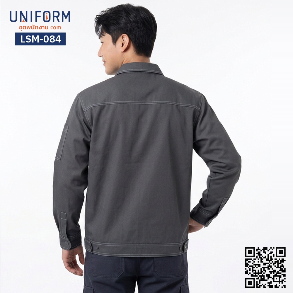 LSM-084 Dark Gray Long-Sleeve Technician Shirt, Professional Design