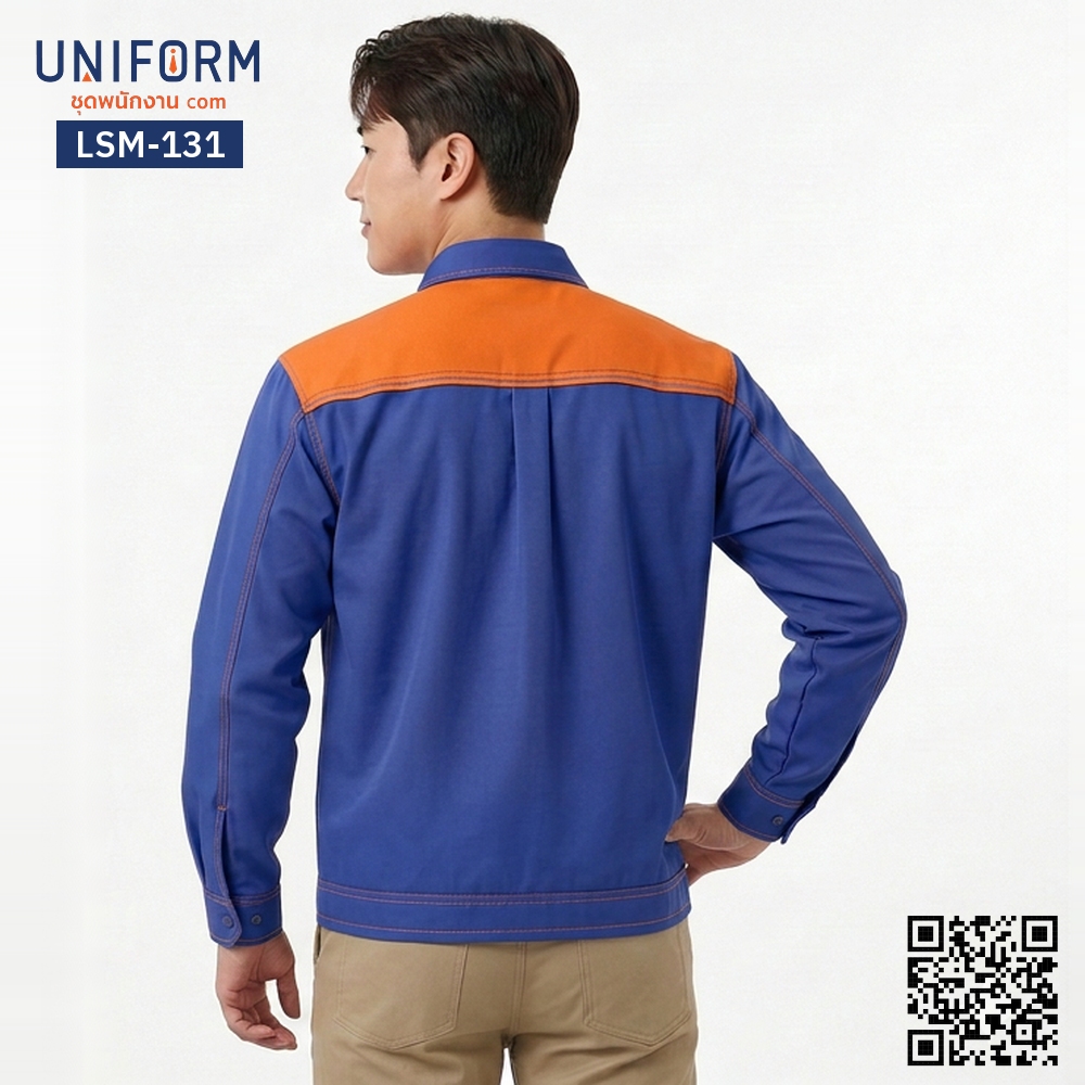 LSM-131 Long-Sleeve Technician Work Shirt, Two-Tone Blue and Orange
