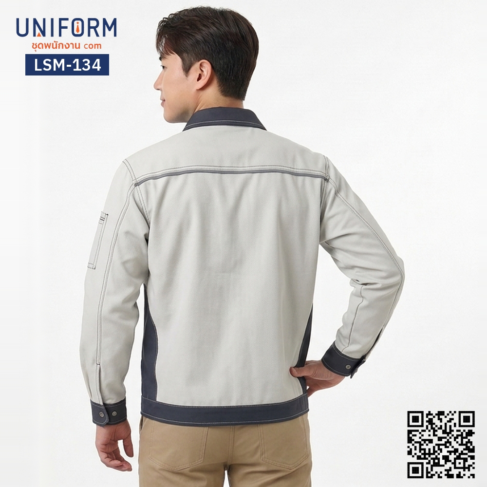 LSM-134 Long-Sleeve Technician Work Shirt, Dark Gray & Light Gray Two-Tone, Corporate Uniform