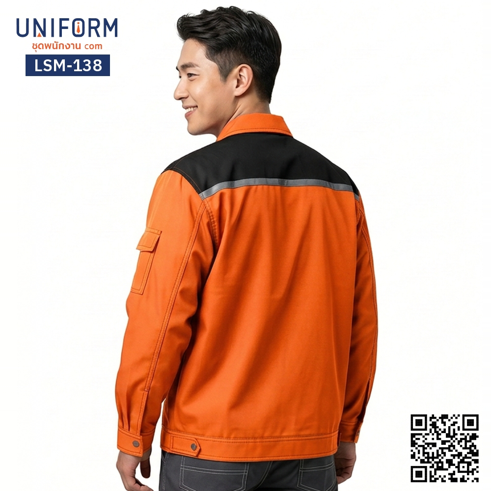LSM-138 High-Visibility Orange Long-Sleeve Technician Shirt with Reflective Tapes
