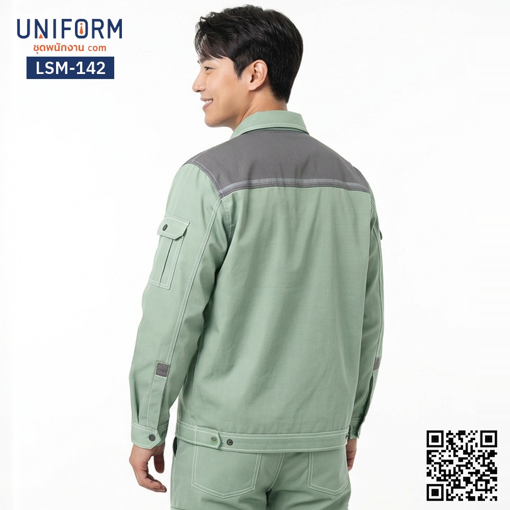 LSM-142 Two-Tone Grey-Green Long-Sleeve Technician Work Shirt