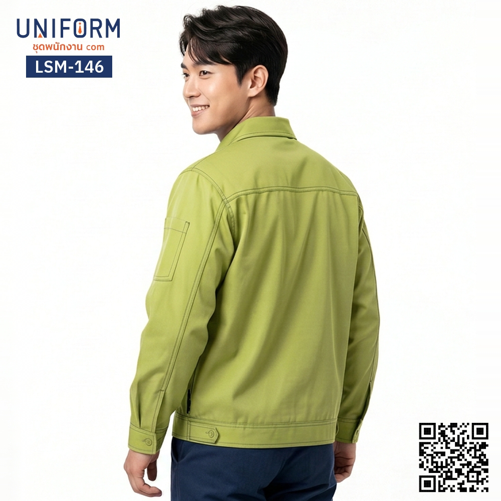 LSM-146 Light Green Long-Sleeve Technician Shirt with Dual Pocket Design