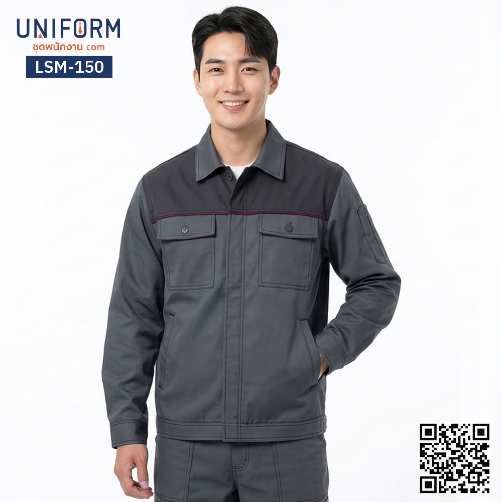 LSM-150 Long-Sleeve Technician Work Shirt, Dark Grey Two-Tone