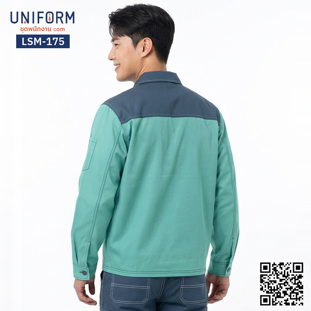 LSM-175 Long-Sleeve Technician Shirt, Two-Tone Gray-Green, Durable