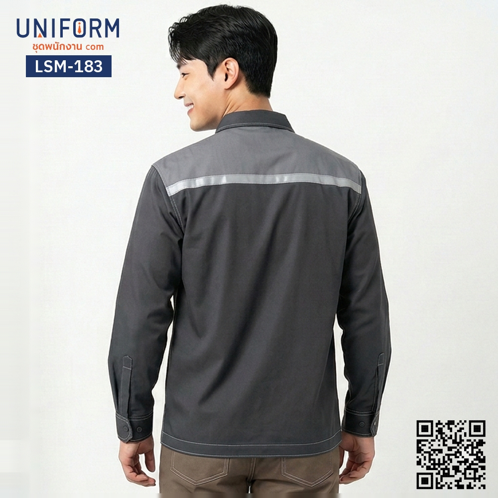 LSM-183 Long-Sleeve Technician Shirt, Dark Grey & Light Grey Two-Tone
