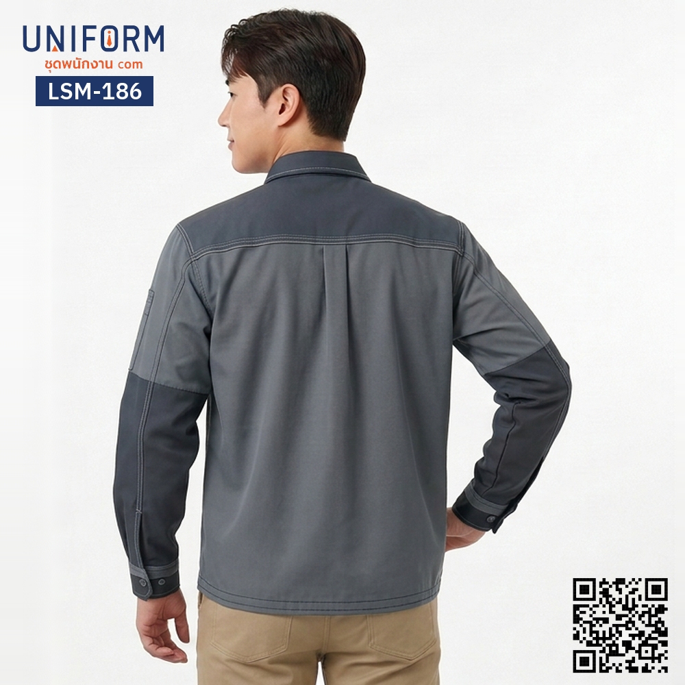 LSM-186 Long-Sleeve Technician Shirt, Dark Gray Two-Tone, Employee Uniform