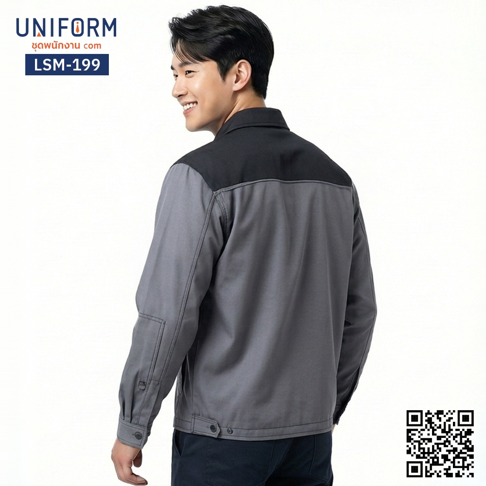 LSM-199 Long-Sleeve Technician Work Shirt, Two-Tone Gray-Black