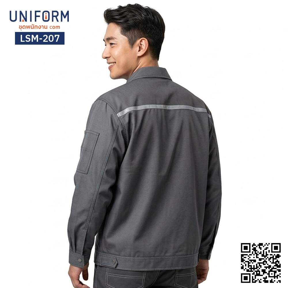 LSM-207 Dark Grey Long-Sleeve Technician Shirt, Professional Technician Uniform