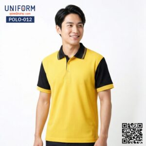 POLO-012 เสื้อโปโล แขนสั้น ทูโทน สีเหลืองดำ สไตล์มืออาชีพ