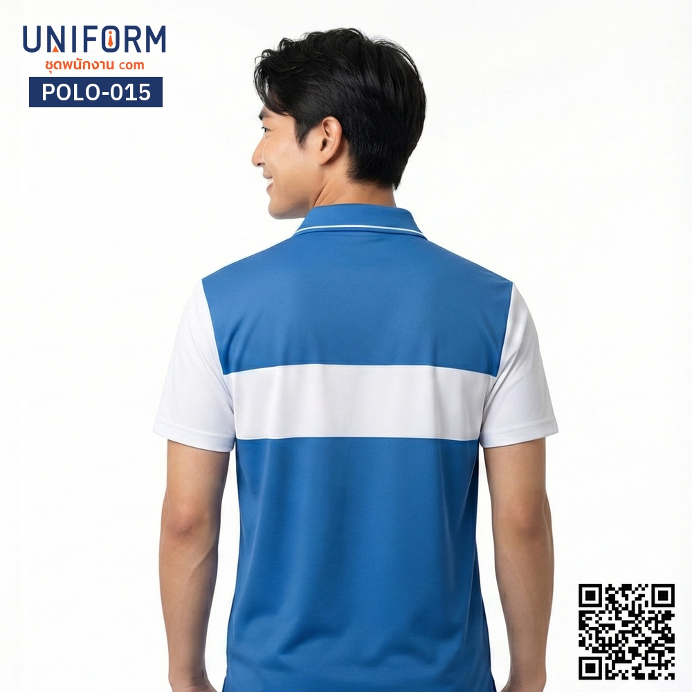 POLO-015 เสื้อโปโล ทูโทน สีฟ้าขาว สวมใส่คล่องตัว