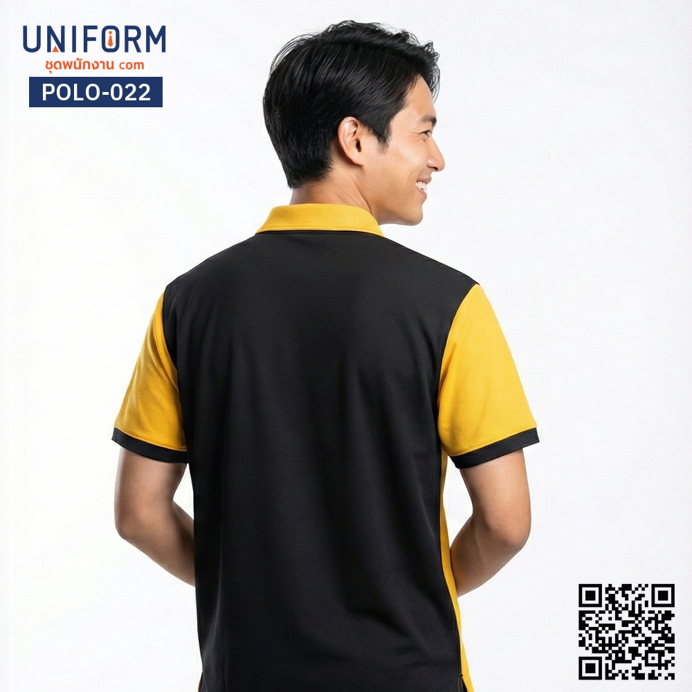 POLO-022 เสื้อโปโล ทูโทน สีเหลืองดำ แขนสั้น สำหรับทำงาน