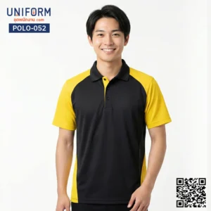POLO-052 เสื้อโปโล แขนสั้น ทูโทน สีดำสลับเหลือง ทนทานพิเศษ