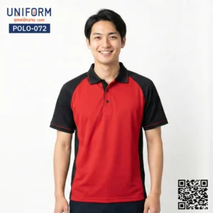 POLO-072 เสื้อโปโล แขนสั้น ทูโทน สีแดงและสีดำ ดีไซน์มืออาชีพ
