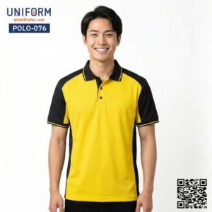 POLO-076 เสื้อโปโล แขนสั้น ทูโทน สีเหลืองดำ สำหรับพนักงานบริษัท