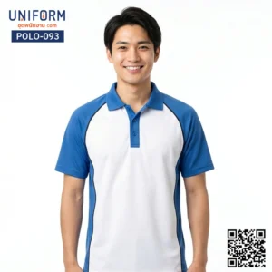 POLO-093 เสื้อโปโล แขนสั้น ทูโทน สีน้ำเงินสลับขาว สำหรับพนักงาน