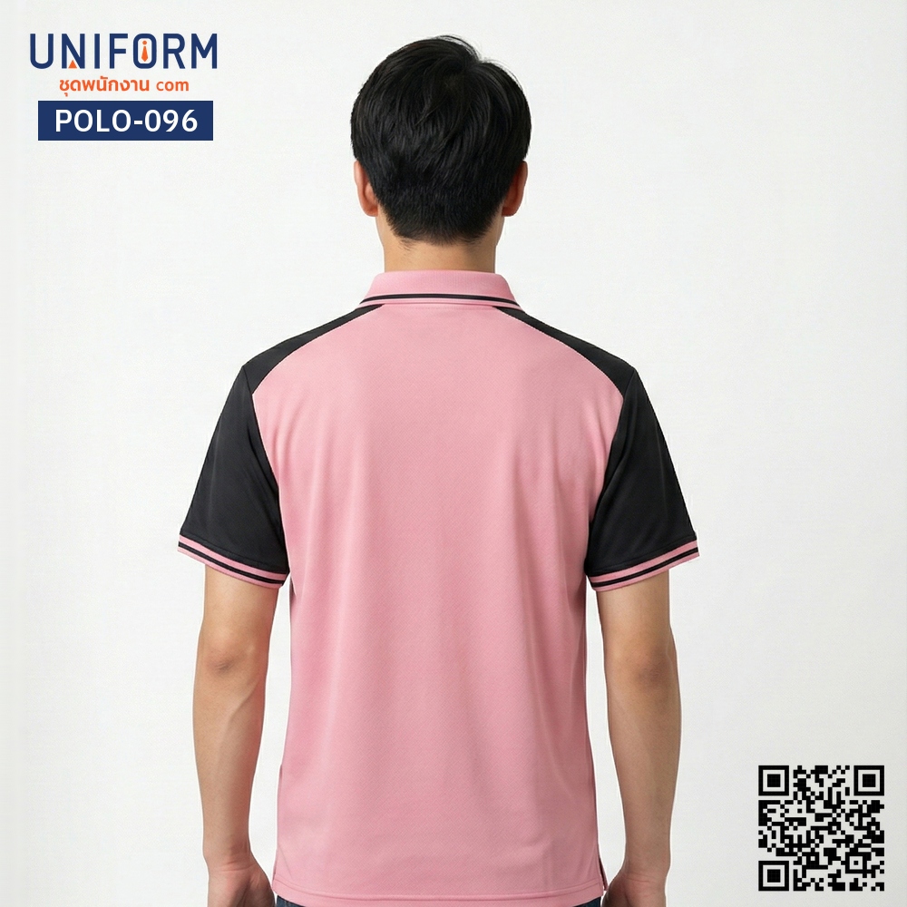 POLO-096 Short-Sleeve Two-Tone Polo Shirt, Pink and Black, Corporate Uniform