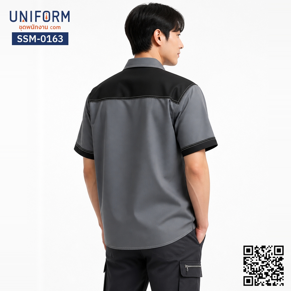 SSM-0163 Short-Sleeve Technician Shirt in Two-Tone Gray-Black