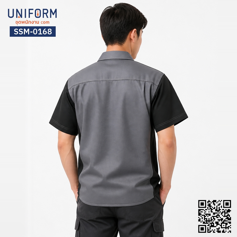SSM-0168 Short-Sleeve Technician Workshirt Two-Tone Grey-Black