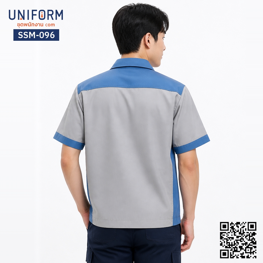 SSM-096 Short-Sleeve Technician Workshirt, Two-Tone Grey-Blue